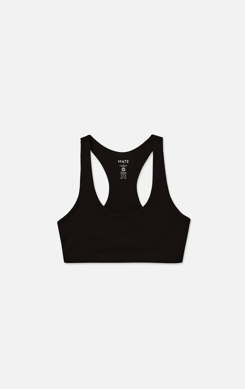 Organic Stretch Sports Bra in Jet Black