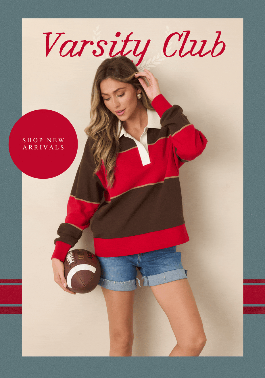 "Varsity Club. Shop New Arrivals."
