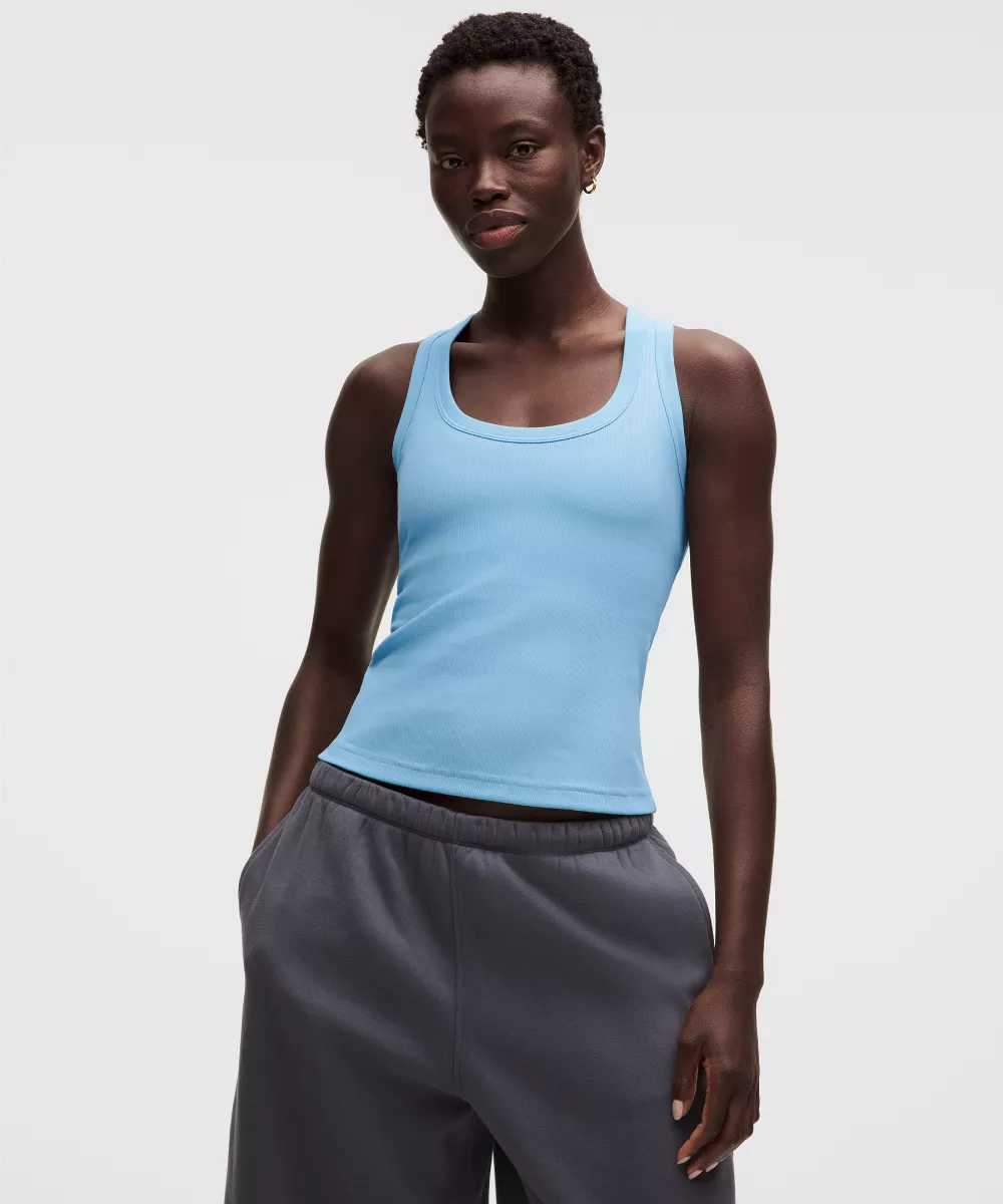 Little Ribbed Scoop-Neck Tank Top