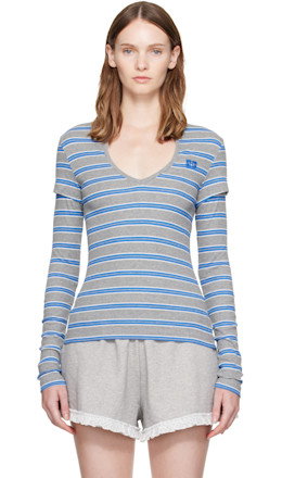 Gray & Blue Stripe Long-Sleeve T-shirt