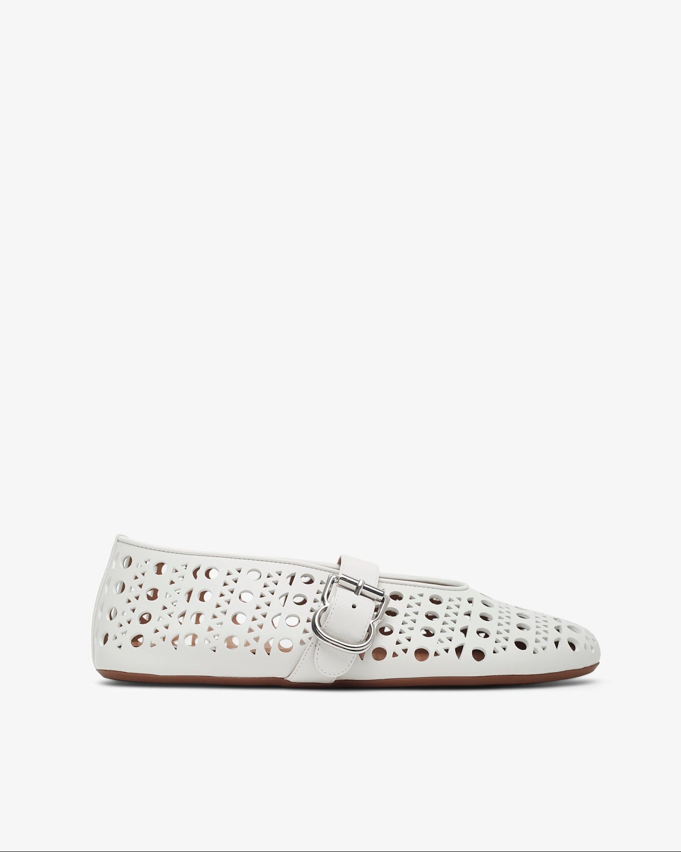 White leather cut-out vienne ballet flats Alaïa