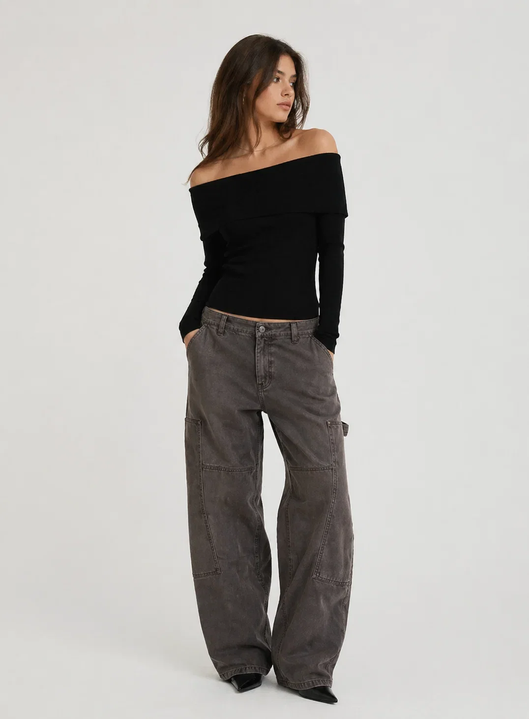 Image of Foldover Off-The-Shoulder Top