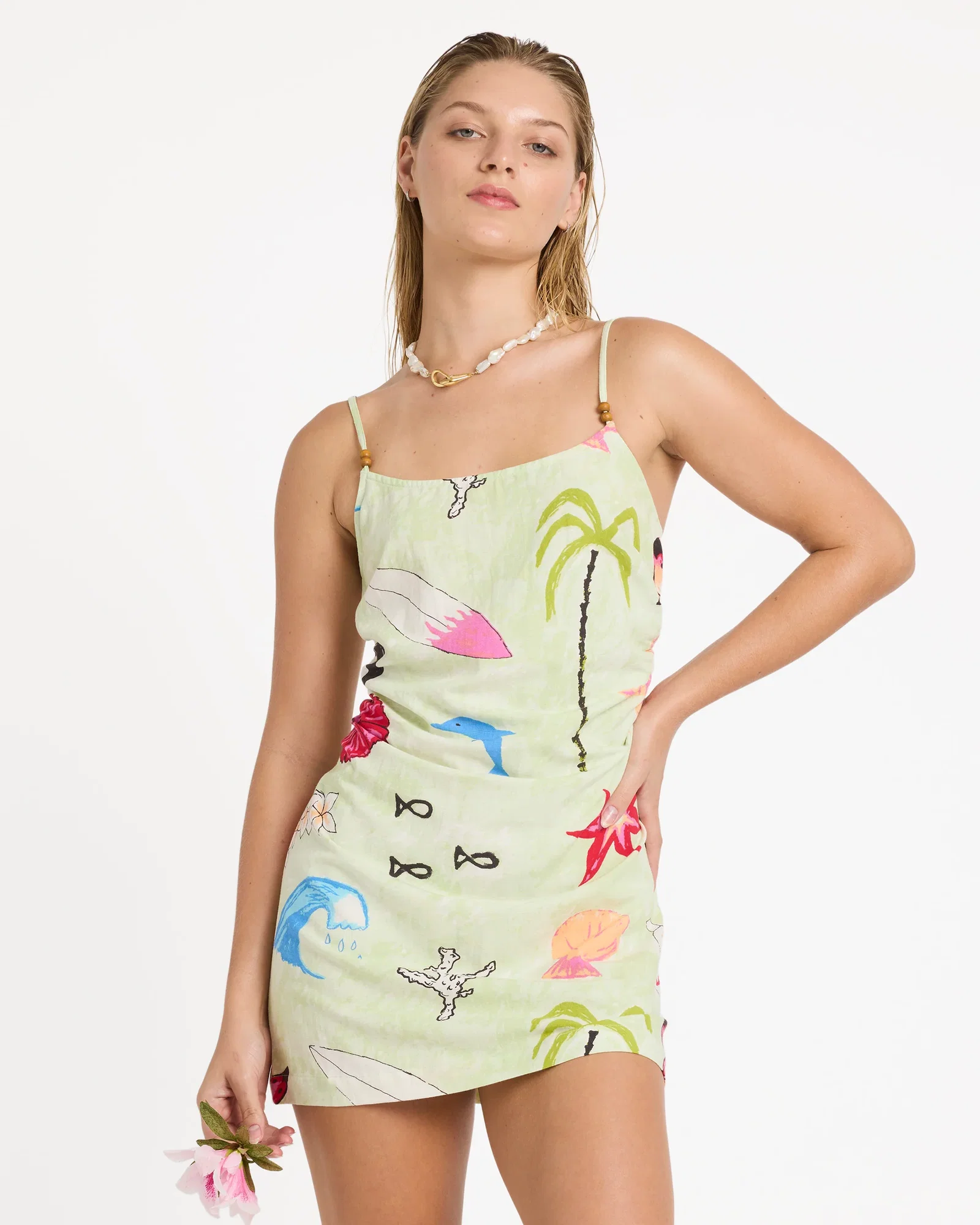 Image of Lottie Hall Woven Dress - Sunny Lime