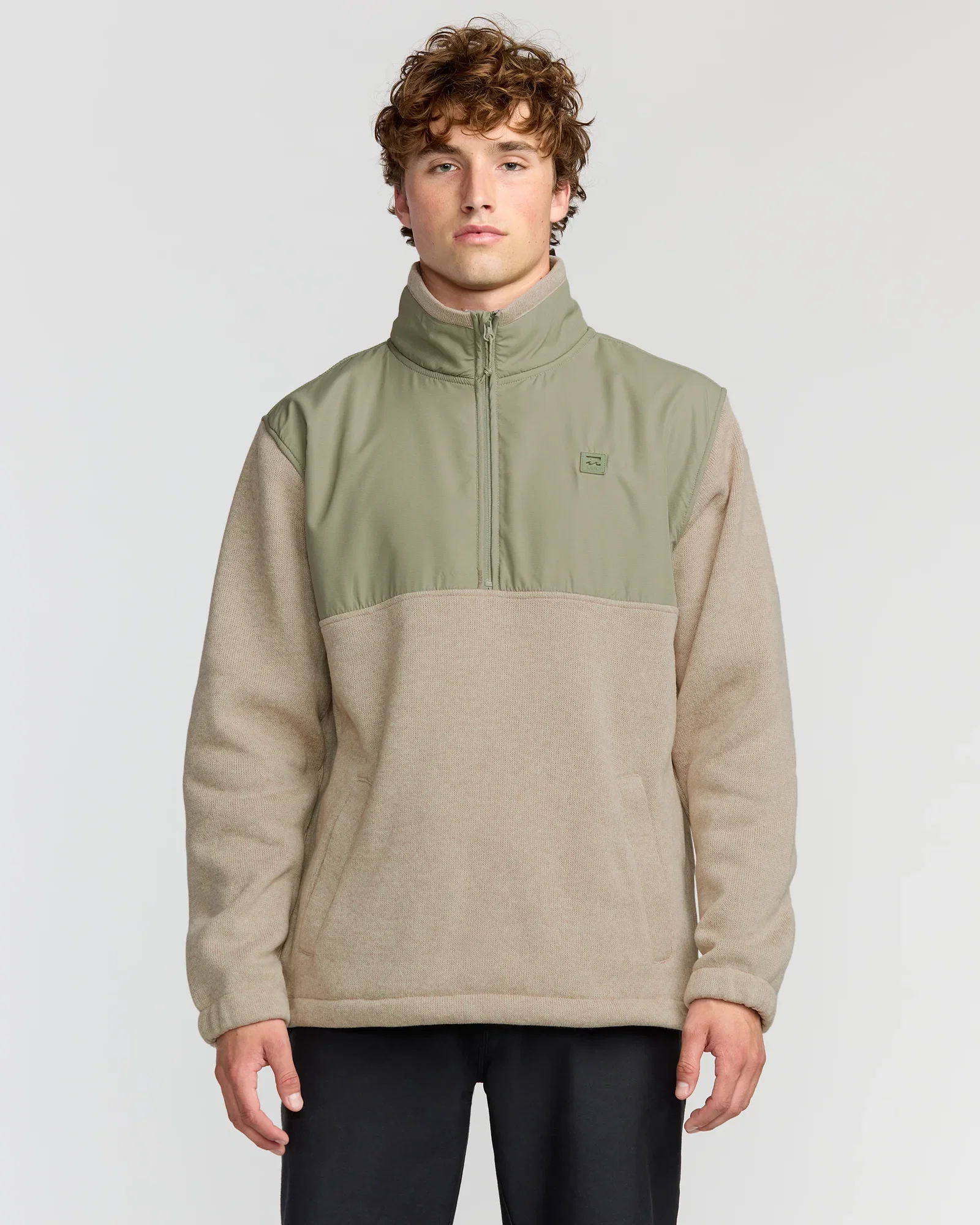 Image of Boundary Blocked Mockneck Sweatshirt - Sand