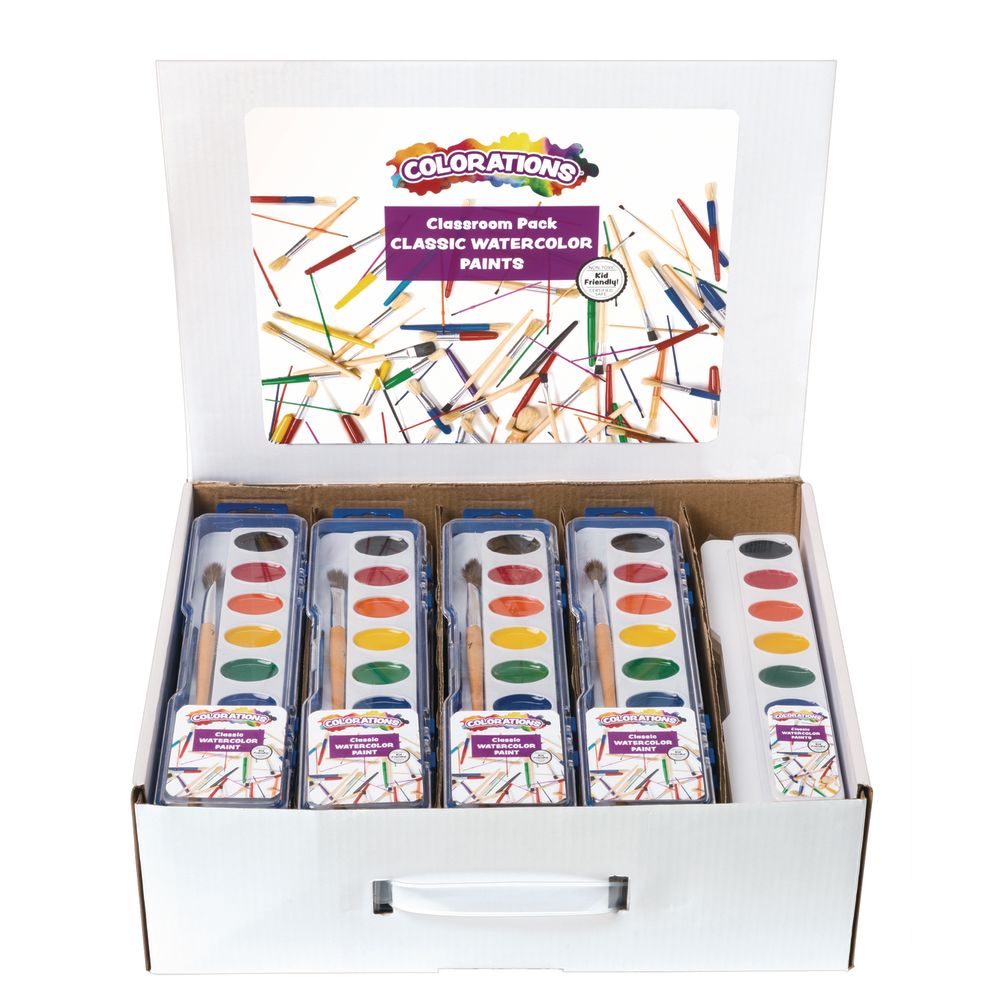 Colorations® Washable Watercolor Paint Classroom Value Pack - 28 Sets, BONUS 13 Refills