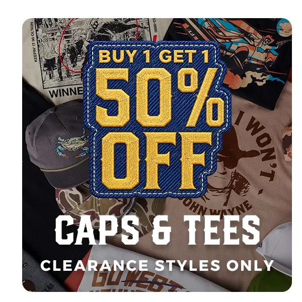 BUY 1 GET 1 50% OFF CAPS AND TEES CLEARANCE STYLES ONLY