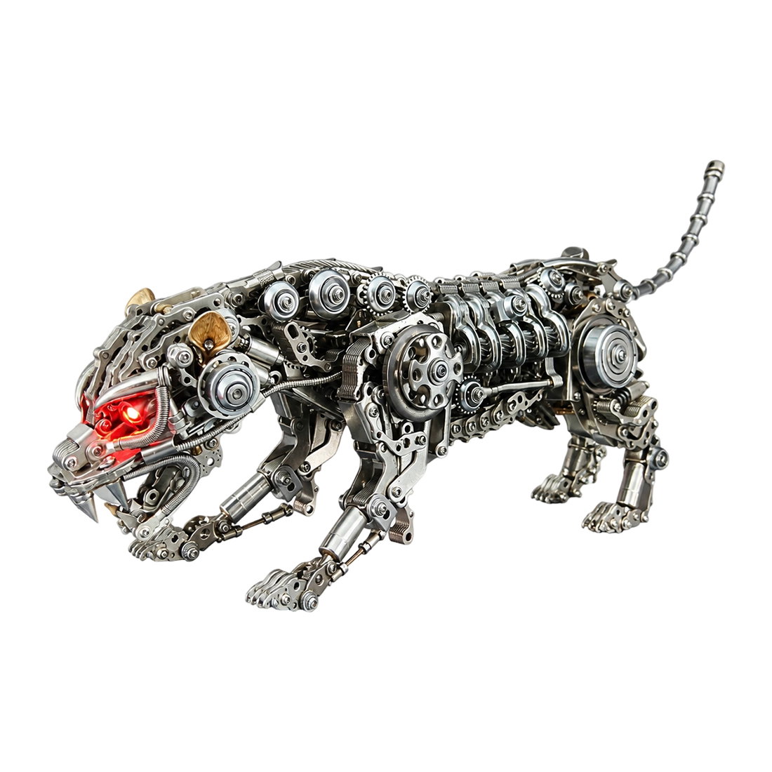 3D Metal Mechanical Leopard DIY Assembly Model Kit, Steampunk Industrial Design for Desktop Display-1000+PCS
