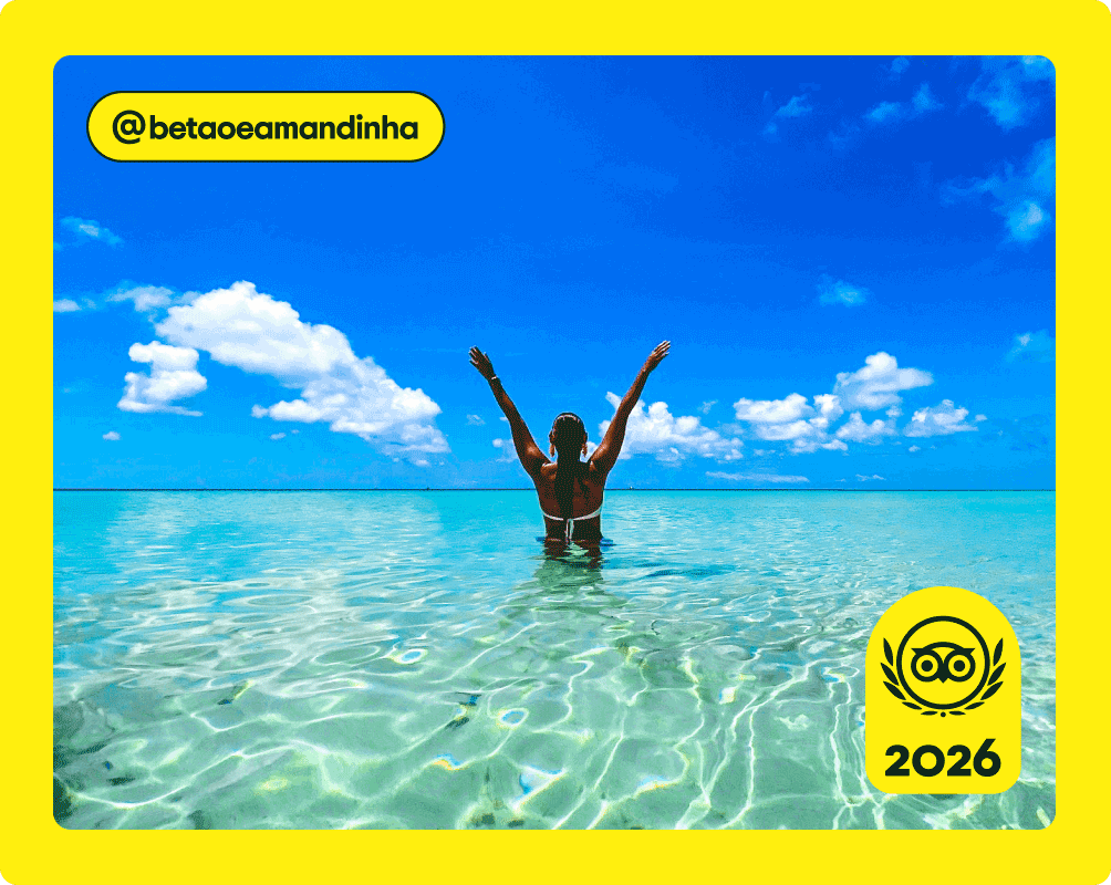 Image Description: A person bathing in clear blue ocean water, a secluded beach with colorful umbrellas and beach chairs, an ocean kayaker leaning back to bask in the sun.