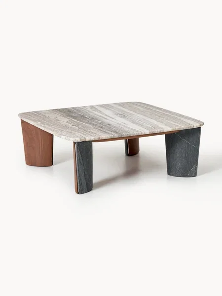Mesa de centro de mármol y madera de acacia Muno, An 85 cm