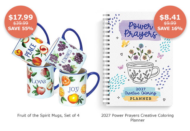 Fruit of the Spirit Mugs Set of 4 | 2027 Power Prayers Creative Coloring Planner