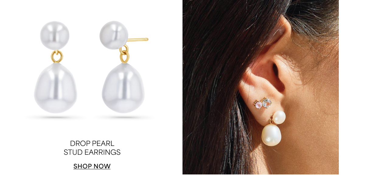 Drop Pearl Stud Earrings
