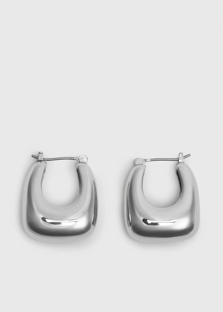 Silver Chunky Curved Square Earring
