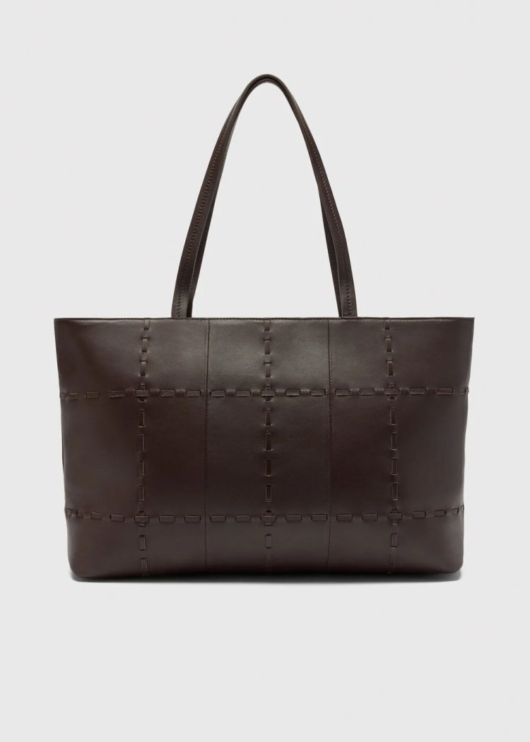 Chocolate Whipstitch Tote Bag