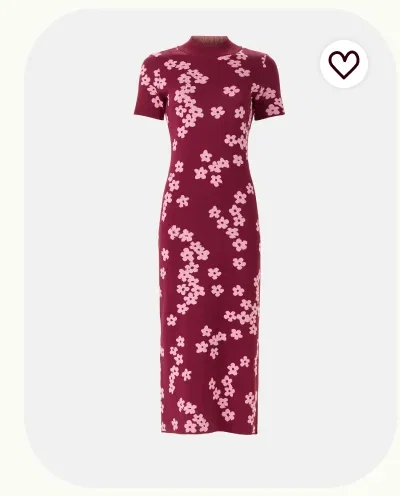 Pink Flower Jacquard Knit Dress