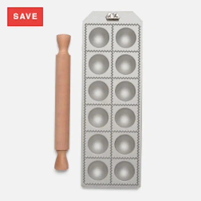 Marcato Classic Round 12 Hole Ravioli Mould & Rolling Pin