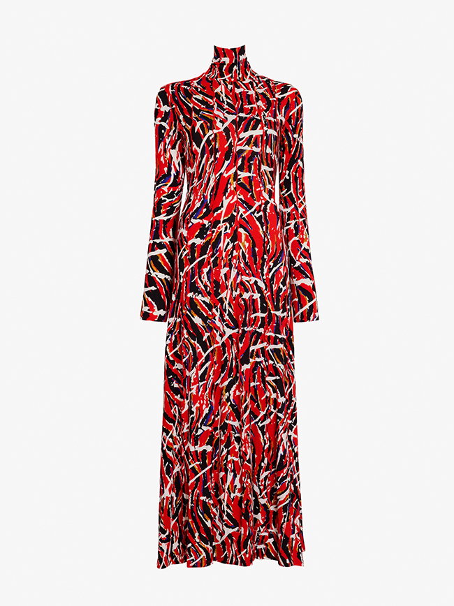 Mabel Dress in Jersey in Red Multi