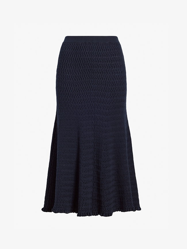 Magnolia Skirt in Cable Knit in Navy