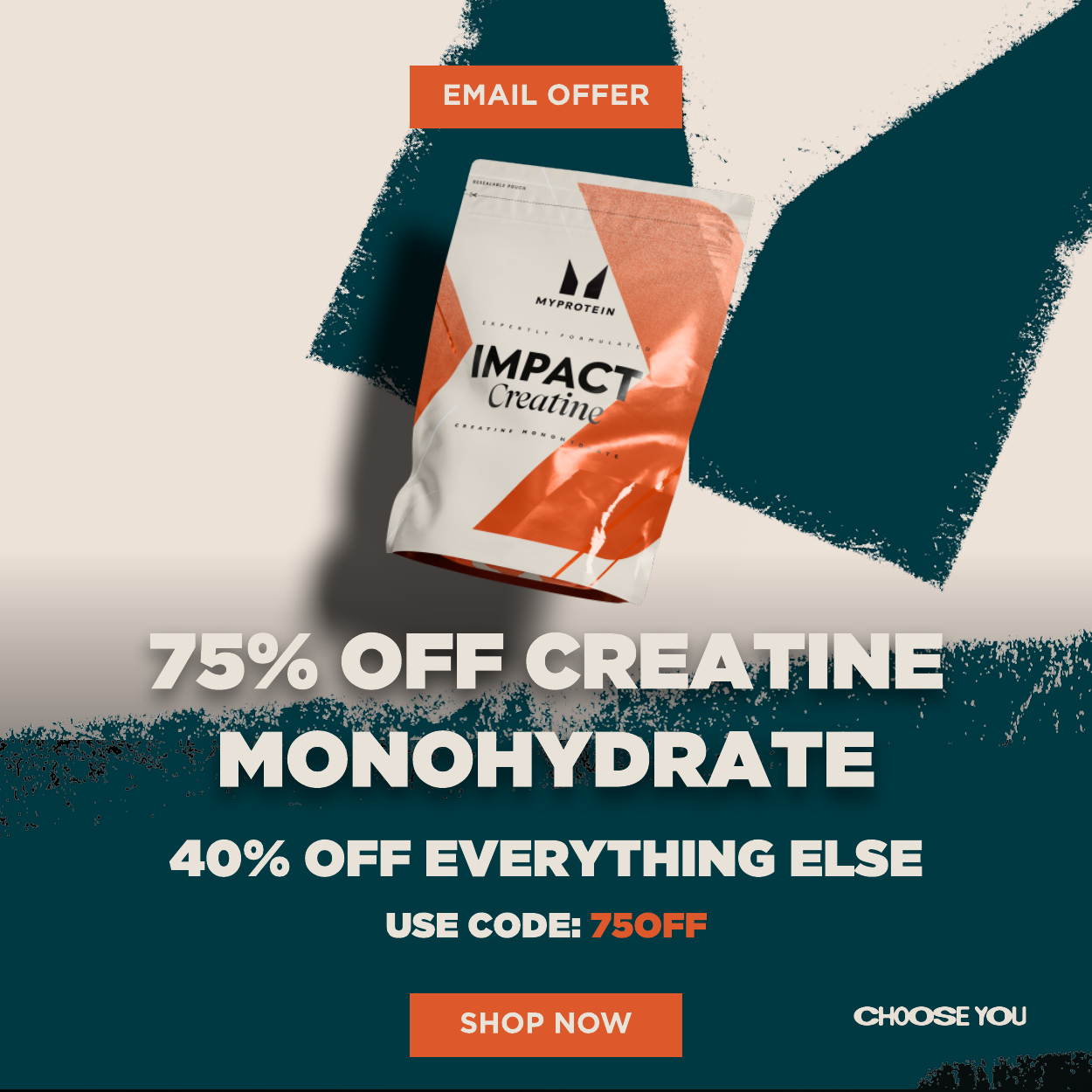75% off creatine + 40% off everything else