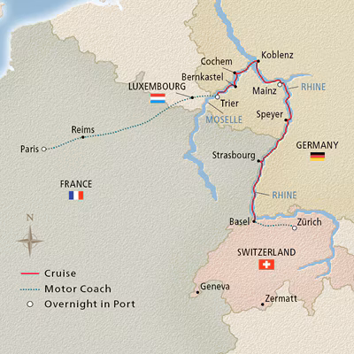 Paris to the Swiss Alps map