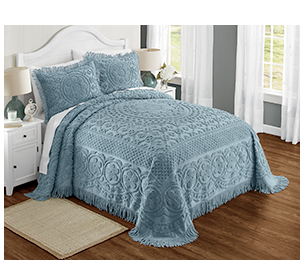 Emily Tufted Floral Cotton Chenille Bedspread and Sham