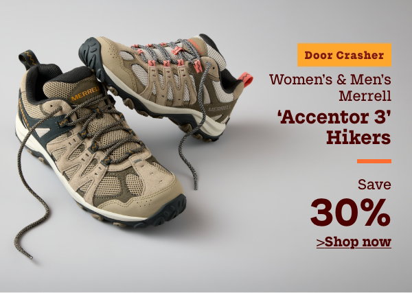 Door Crasher Women's + Men's Merrell 'Accentor 3' Hikers Save 30%