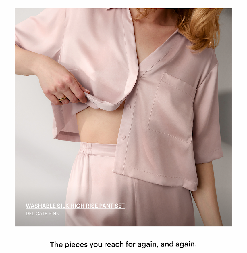 washable silk high rise pant set 