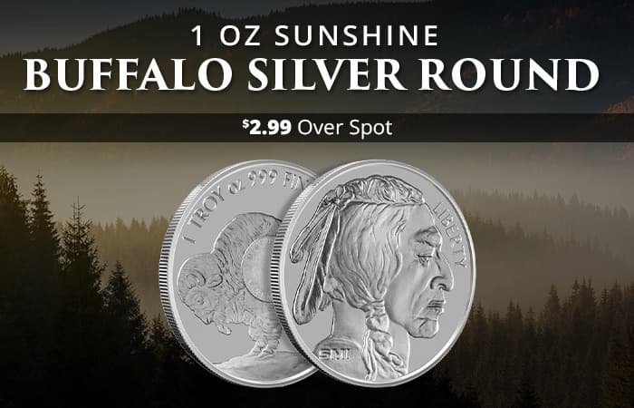 ON SALE: 1 oz Sunshine Buffalo Silver Round (New, MintMark SI)