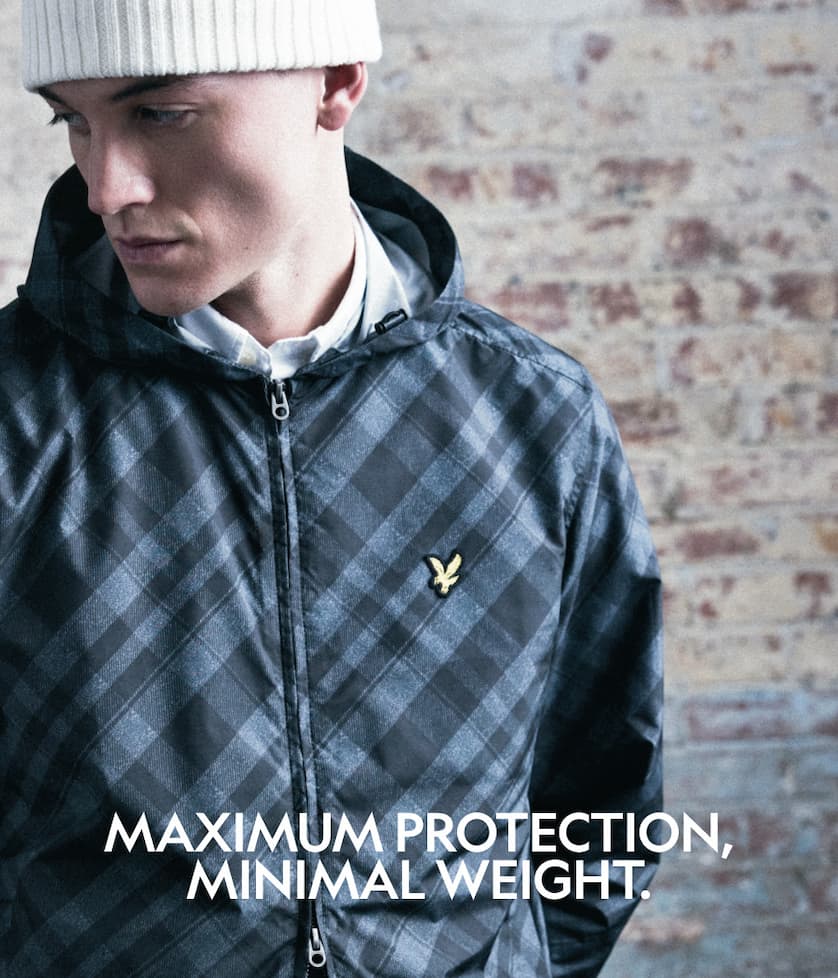 Model wearing Tartan Lightweight Hooded Jacket