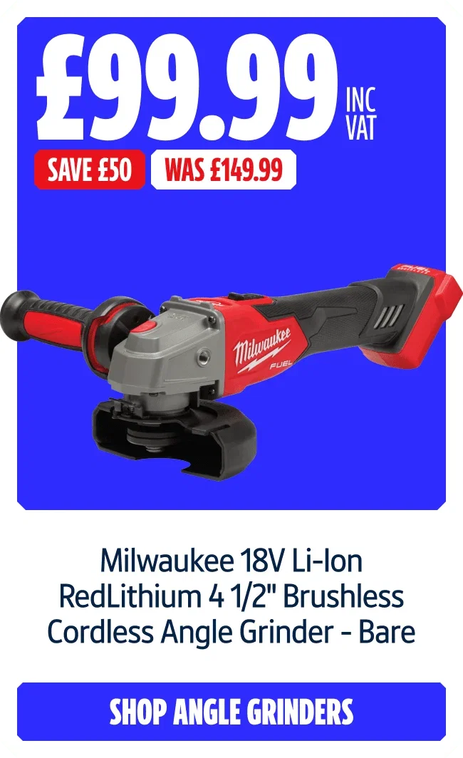 Save £50 on Milwaukee 18V Li-Ion RedLithium 4 1/2