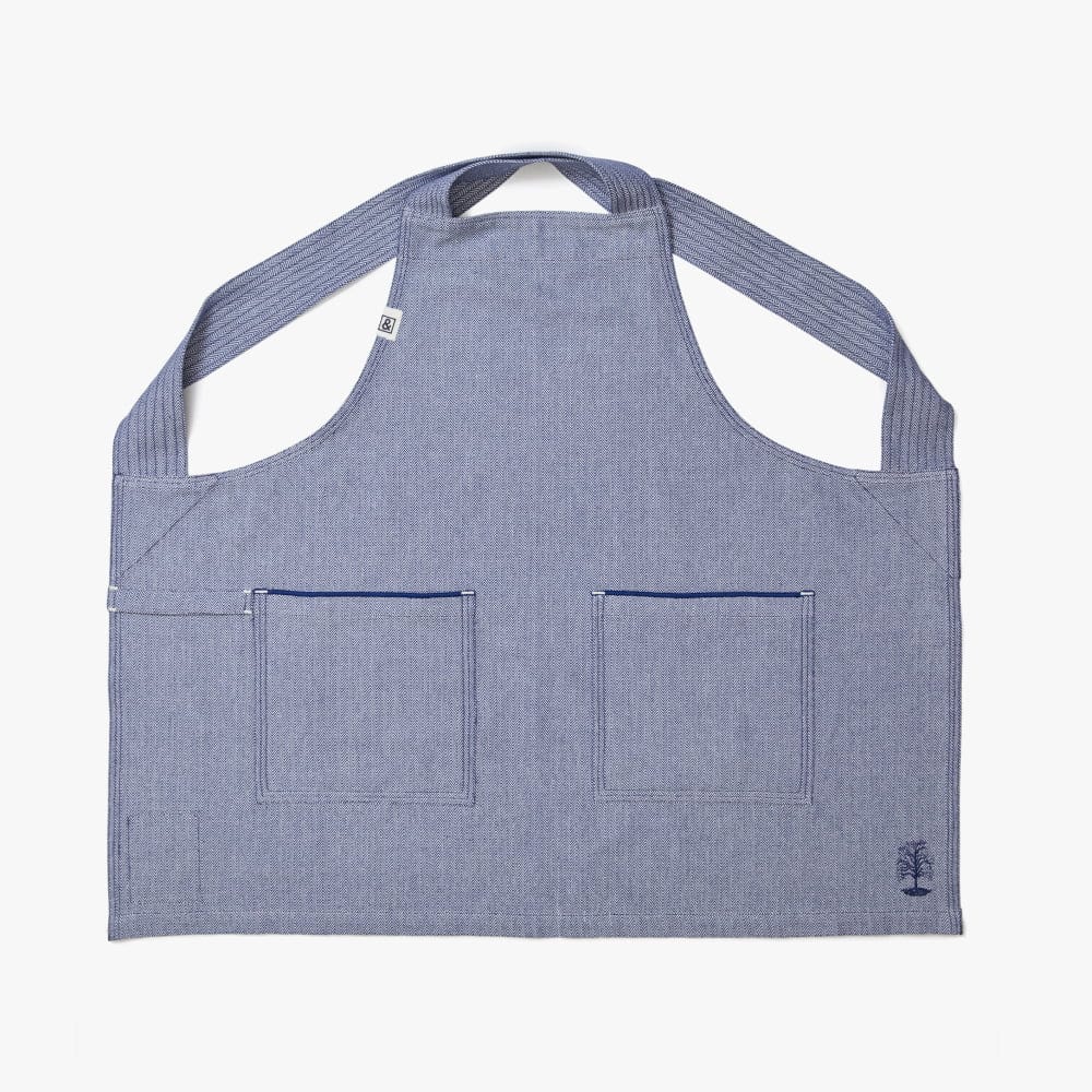 Image of MARTHA by Martha Stewart Blue Herringbone Smock