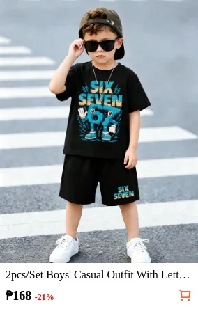 2pcs/Set Boys Casual Outfit With...