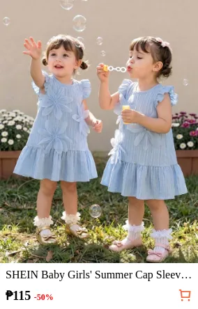 SHEIN Baby Girls Summer Cap Sleeve...