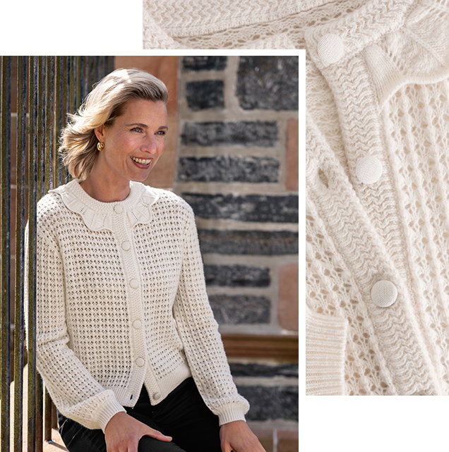 Ladies House Of Bruar Scallop Cashmere Cardigan