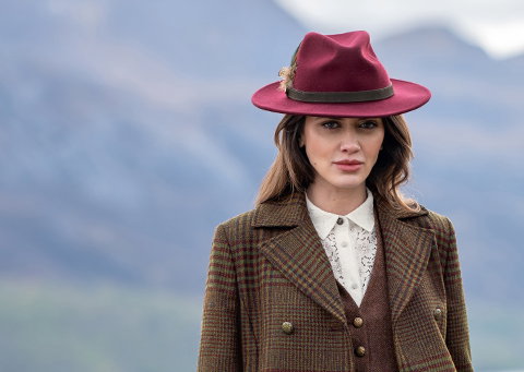 Ladies Tweed Double Breasted Coat with Belt