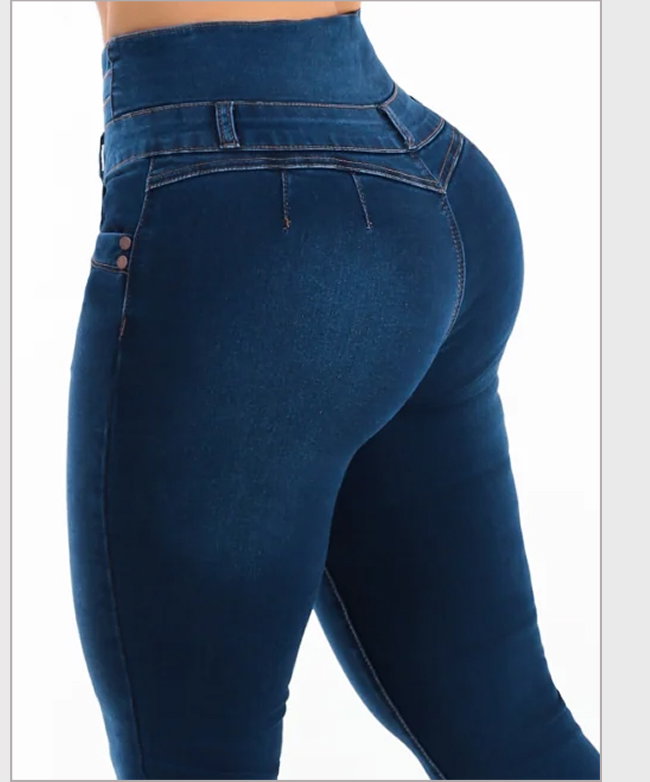 Mx Jeans Butt Lift Thick Waist Stretch Bootcut Jeans Dark Wash