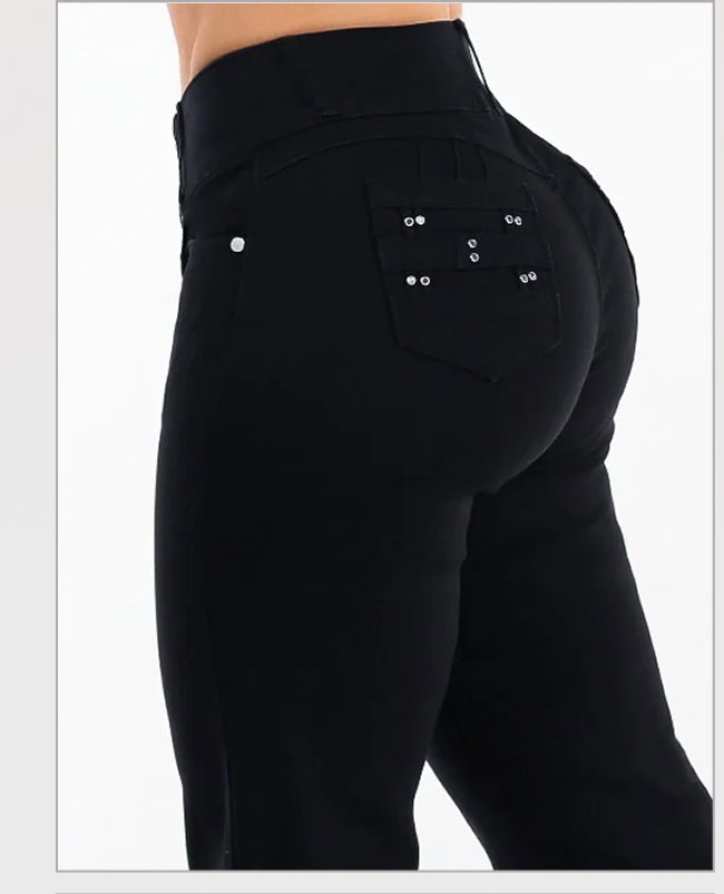 Butt Lift High Waist Stretch Wide Leg Jeans Black