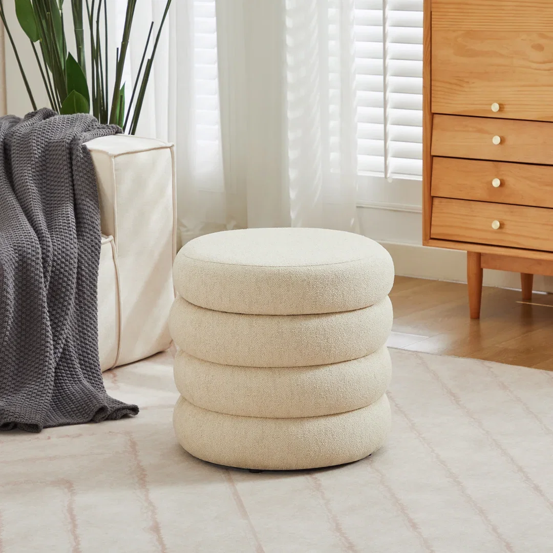 Leiani Modern 19.5" W Round Upholstered Storage Ottoman with Hidden Storage for Living Room and Bedroom