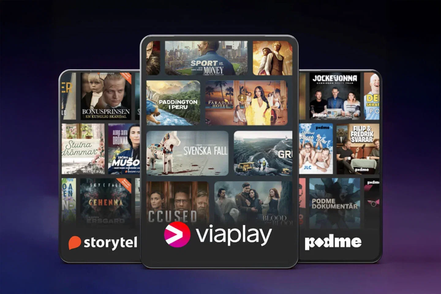 Prova Viaplay, Storytel och Podme gratis i 30 dagar, därefter 50% rabatt livet ut