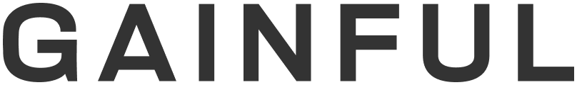 an image of a black and white logo with the word gainful