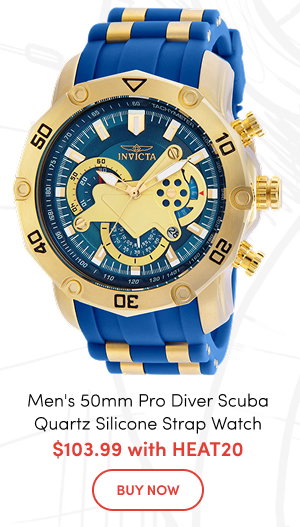 INV-22798 Invicta Men's 50mm Pro Diver Scuba Quartz Silicone Strap Watch $103.99 with HEAT20