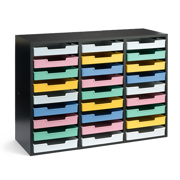 Really Good Stuff® White 27-Slot Mail Center With Bold Vibes Trays