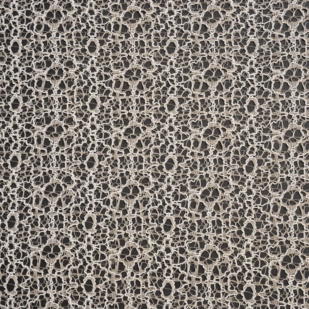 Image of Corded Nylon Lace - Bleached Sand Abstract Lines