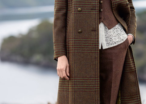 Ladies Tweed Double Breasted Coat with Belt