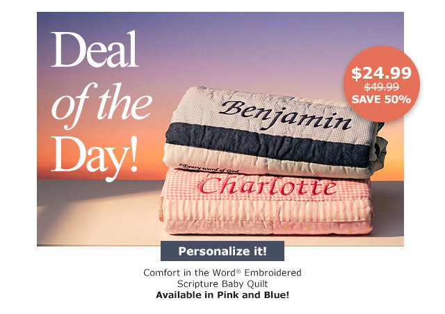 Deal of the Day | Embroidered Scripture Baby Quilt