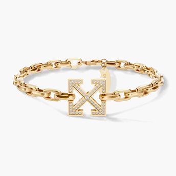 Men's Lab Grown Diamond Arrow Design Link Bracelet in 18K Gold Vermeil, 8" 