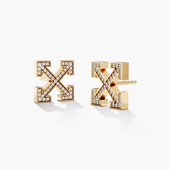 Men's Lab Grown Diamond Arrow Design Stud Earrings in 18K Gold Vermeil