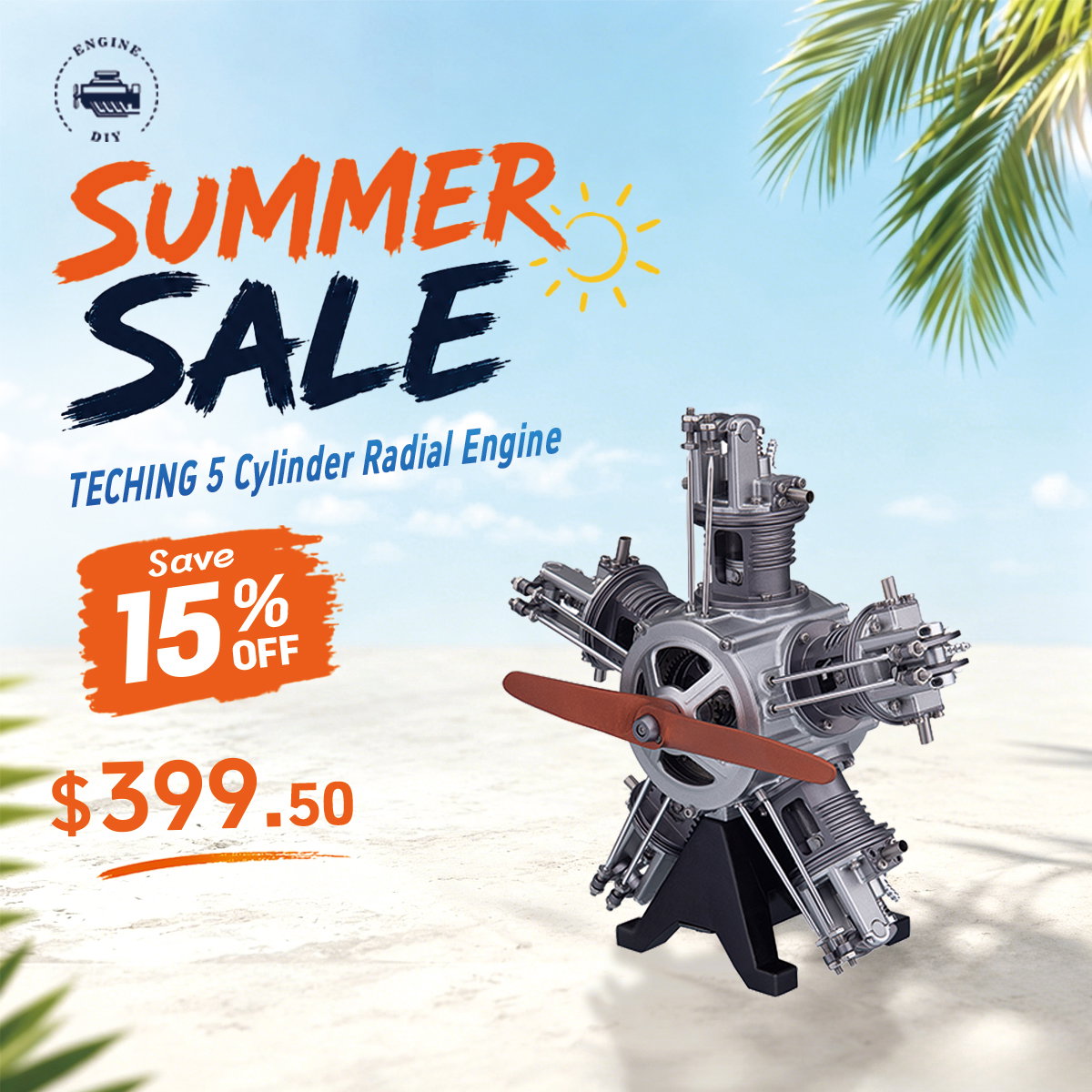 5 Cylinder Radial Engine Model Kit that Works - Build Your Own Radial Engine - TECHING 1: 6 Full Metal Radial Engine Model Kit 230+Pcs