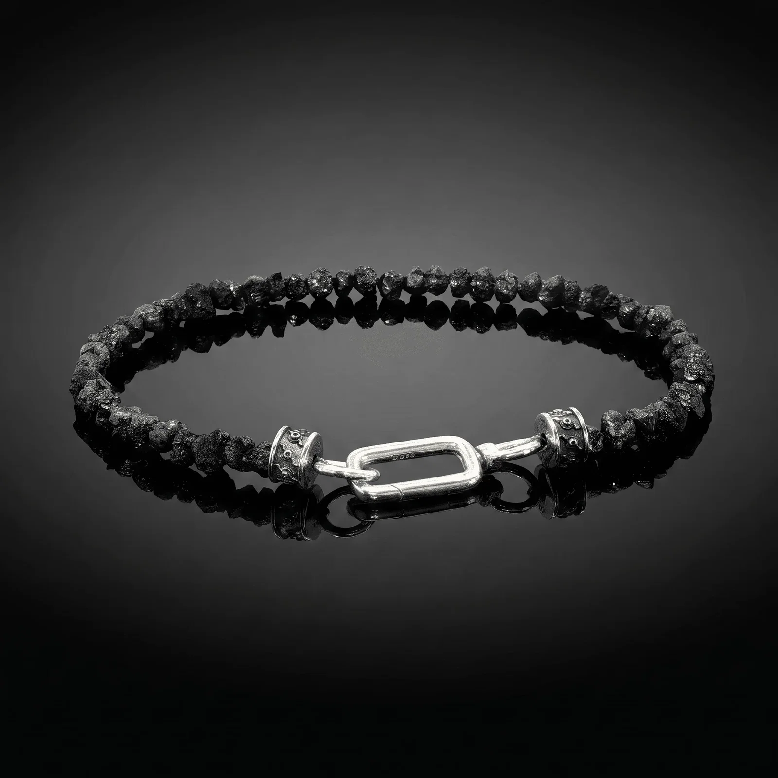 Raw Black Diamond Bracelet 25 carats, clasp detail