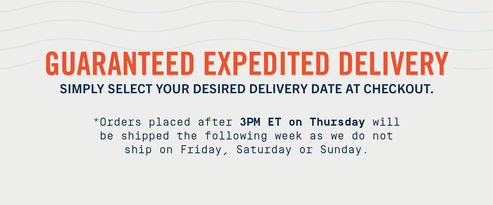 Text overlay about expedited shipping.