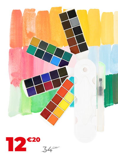 Aquarelle éventail chromatique 40 couleurs + pinceau - Rougier&Plé